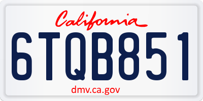 CA license plate 6TQB851