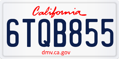 CA license plate 6TQB855