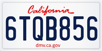 CA license plate 6TQB856