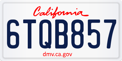 CA license plate 6TQB857