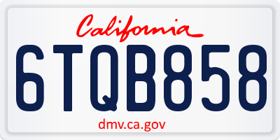 CA license plate 6TQB858