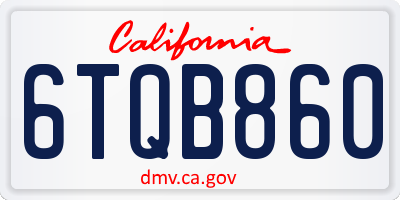 CA license plate 6TQB860