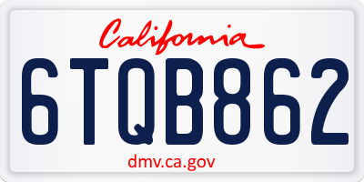 CA license plate 6TQB862