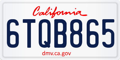 CA license plate 6TQB865