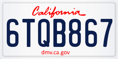 CA license plate 6TQB867