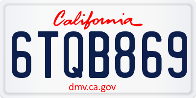 CA license plate 6TQB869