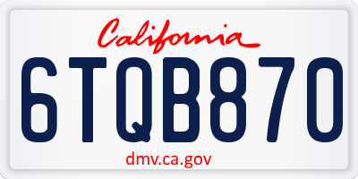 CA license plate 6TQB870