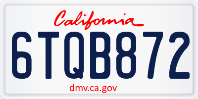 CA license plate 6TQB872