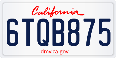 CA license plate 6TQB875