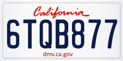 CA license plate 6TQB877