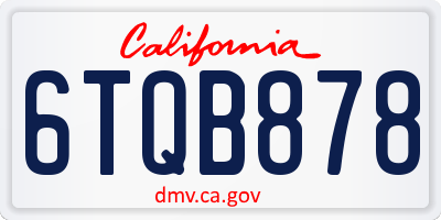 CA license plate 6TQB878