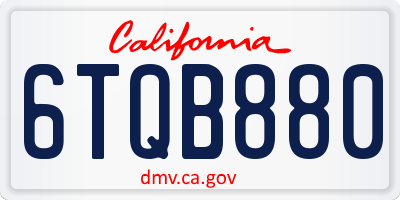 CA license plate 6TQB880
