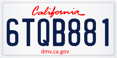 CA license plate 6TQB881