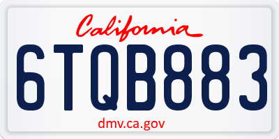 CA license plate 6TQB883