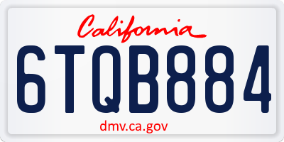 CA license plate 6TQB884