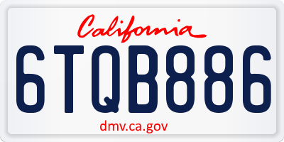 CA license plate 6TQB886
