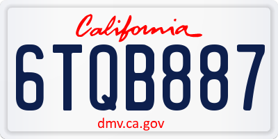 CA license plate 6TQB887