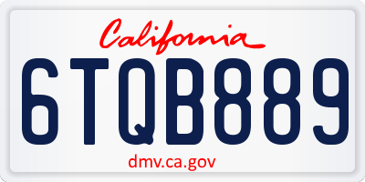 CA license plate 6TQB889