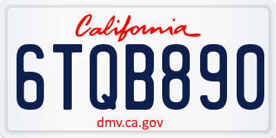 CA license plate 6TQB890