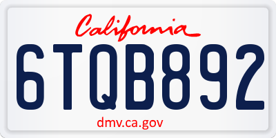 CA license plate 6TQB892