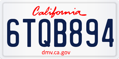 CA license plate 6TQB894