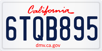 CA license plate 6TQB895