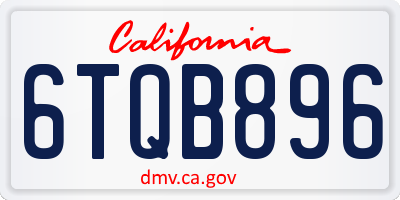 CA license plate 6TQB896