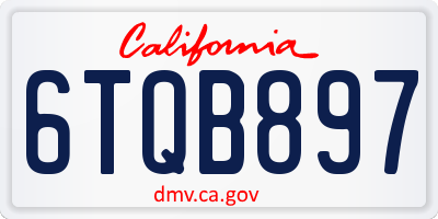 CA license plate 6TQB897