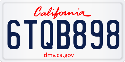 CA license plate 6TQB898