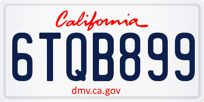CA license plate 6TQB899