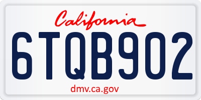 CA license plate 6TQB902