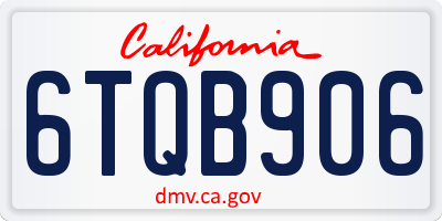 CA license plate 6TQB906