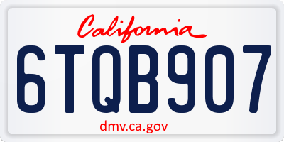 CA license plate 6TQB907