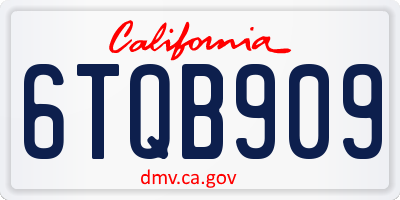 CA license plate 6TQB909