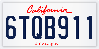 CA license plate 6TQB911