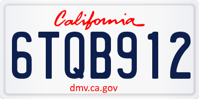 CA license plate 6TQB912