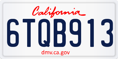 CA license plate 6TQB913