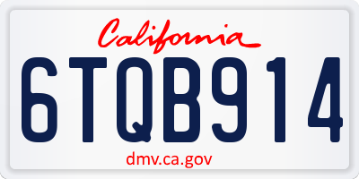 CA license plate 6TQB914