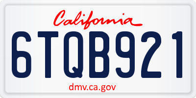 CA license plate 6TQB921