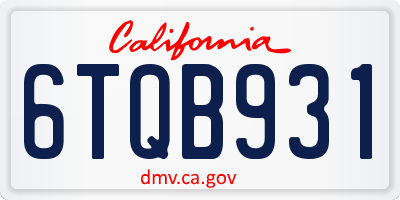 CA license plate 6TQB931