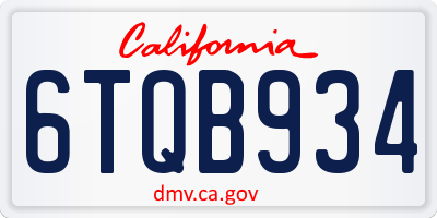 CA license plate 6TQB934