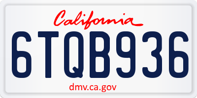 CA license plate 6TQB936