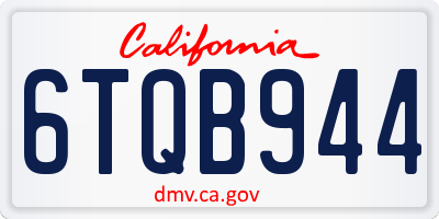 CA license plate 6TQB944