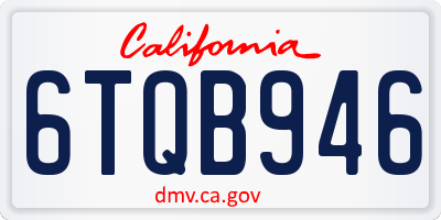 CA license plate 6TQB946
