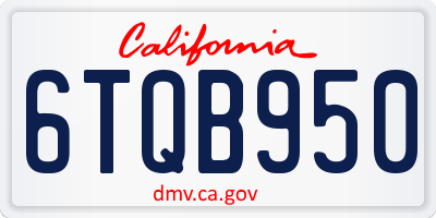 CA license plate 6TQB950