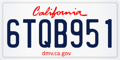 CA license plate 6TQB951