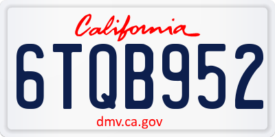 CA license plate 6TQB952