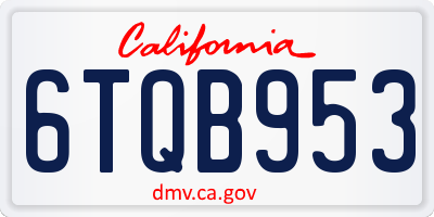 CA license plate 6TQB953