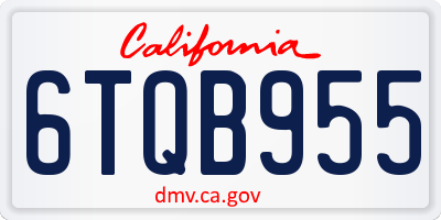 CA license plate 6TQB955