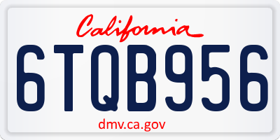CA license plate 6TQB956
